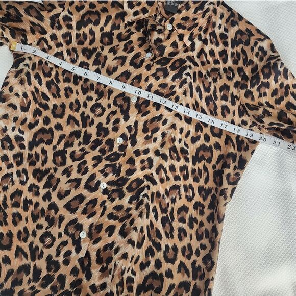 Jonathan Martin silk blouse leopard button down shirt blouse - Picture 3 of 8